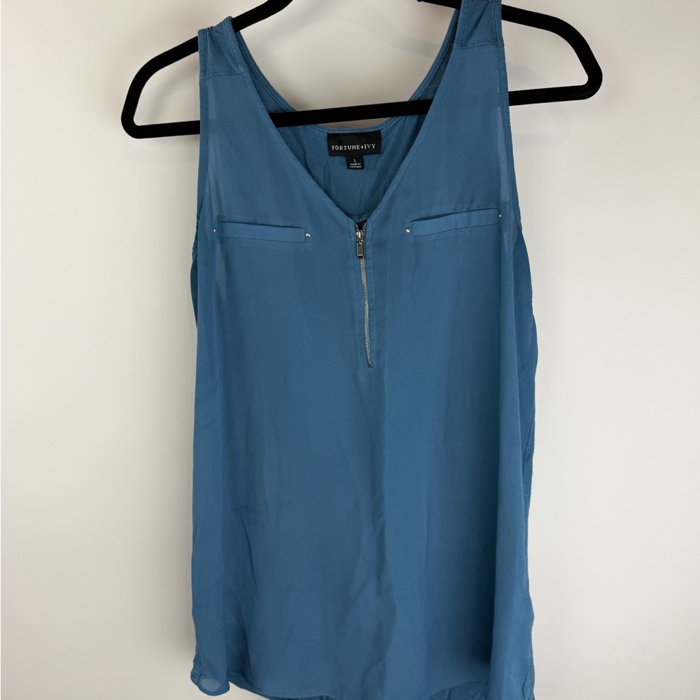 Trendyol Blue Zip-Front Tank Top